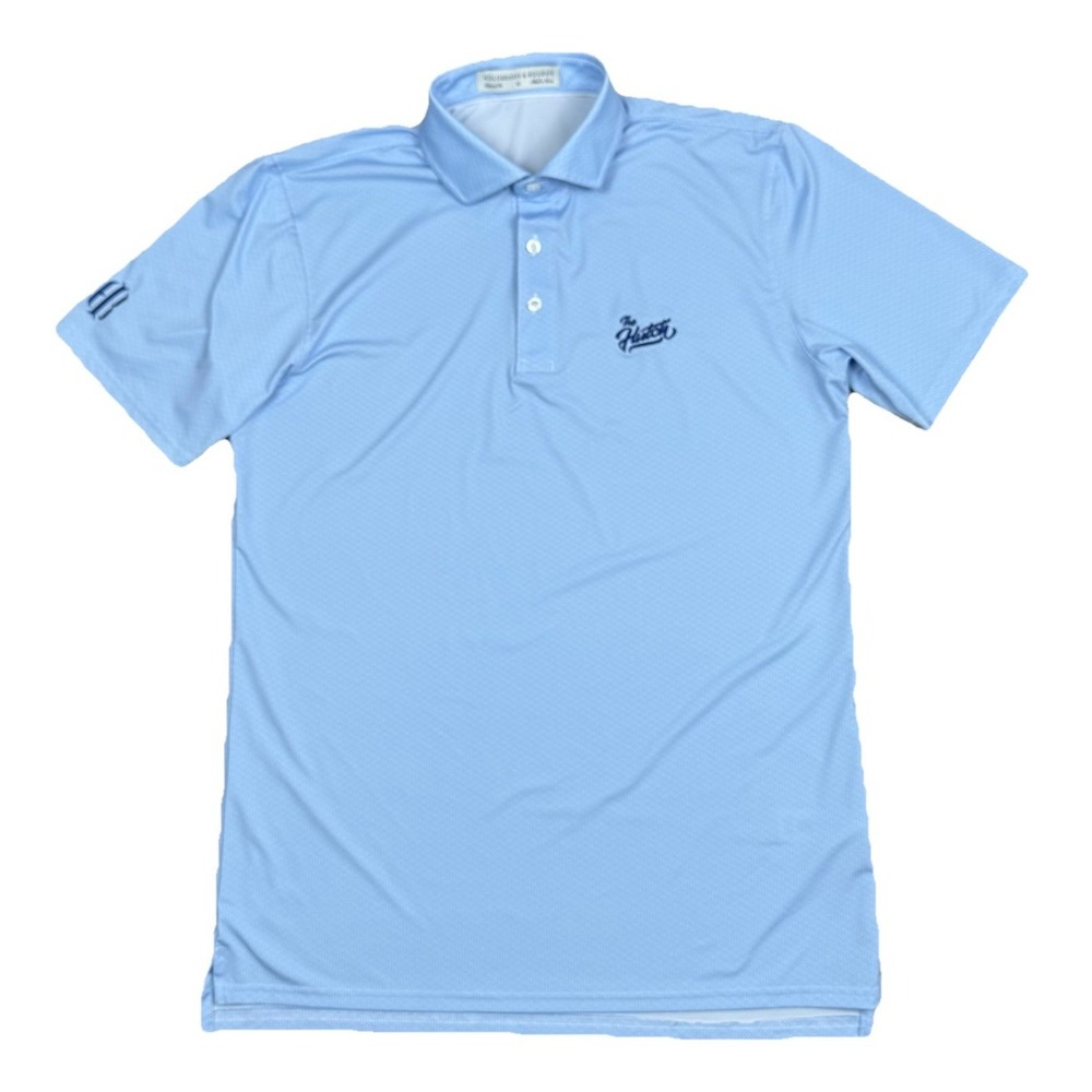 Holderness & Bourne Polo Shirt Mens Medium Blue Performance Golf The Hutch Logo